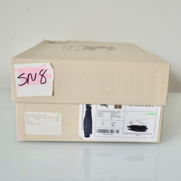 NIB BURBERRY WOMENS BOTREAUX LOW TOP PRINTED PONY CALF HAIR SNEAKERS SHOES - Picture 10 of 10